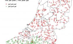 Taalkaart verspreiding 'pief poef paf' (België) en 'pief paf poef' (Nederland)