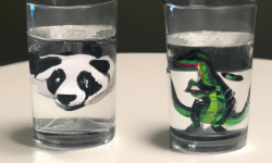 glas water met panda en met krokodil